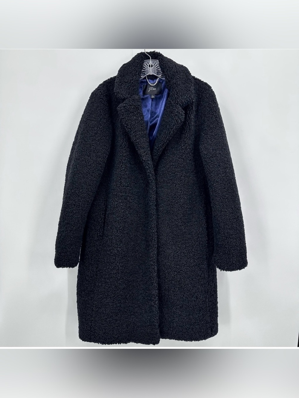J. Crew Black Teddy Faux-Shearling Coat